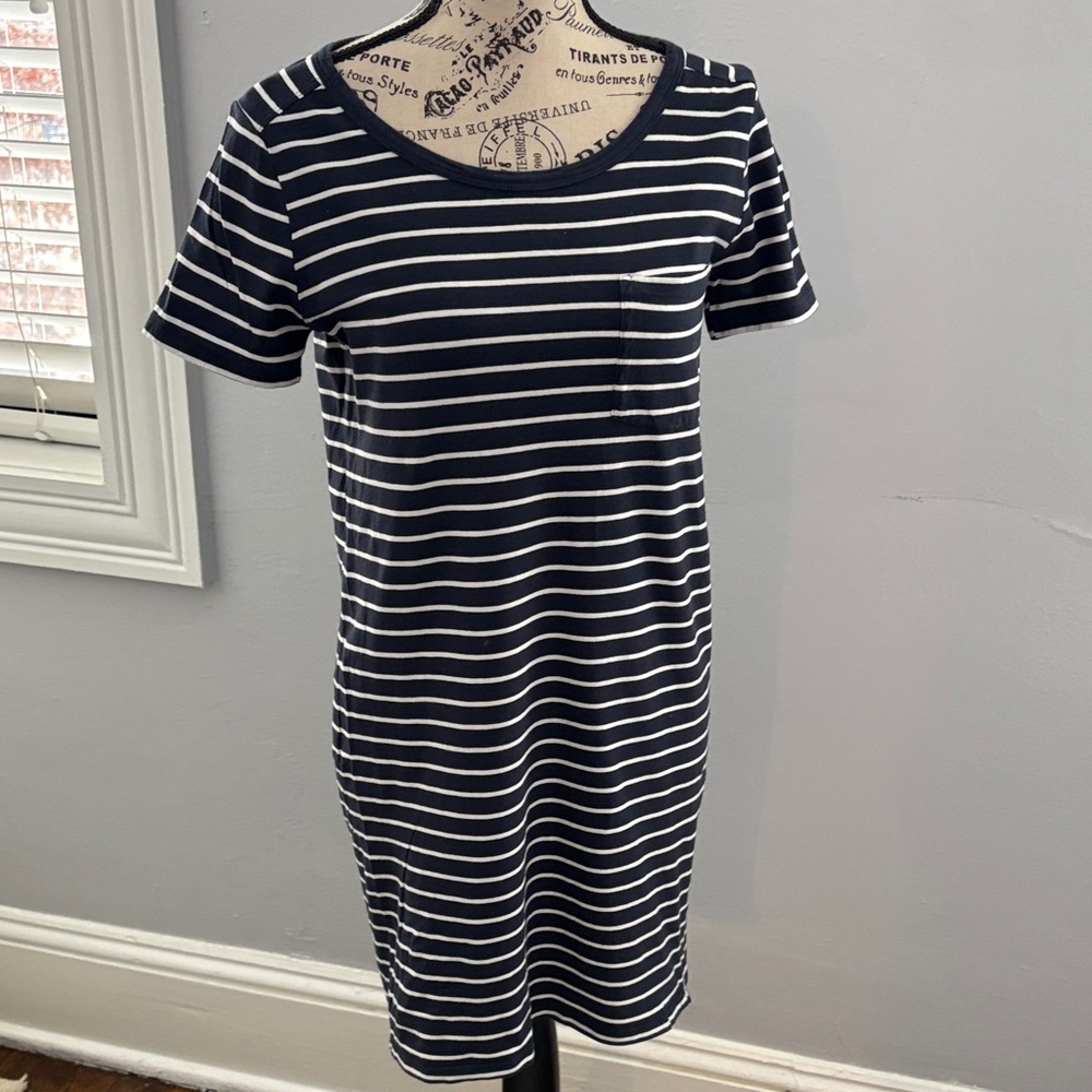 Joe Fresh Navy and White Striped Dress